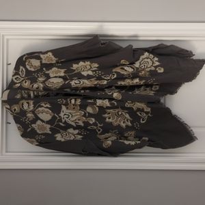Lucky Brand Grey Embroidered Shawl